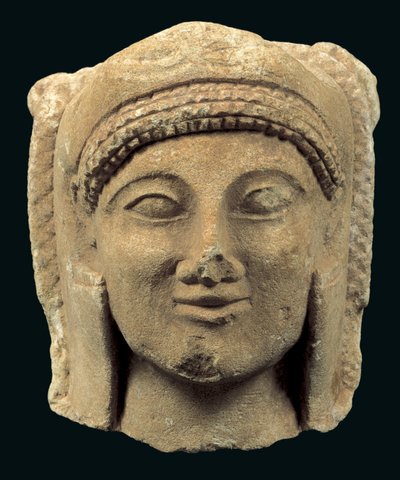 Head from a statue of Herakles, from Cyprus, Cypro-Archaic II Period by Cypriot